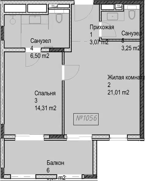 Планировка 2Е-к.кв