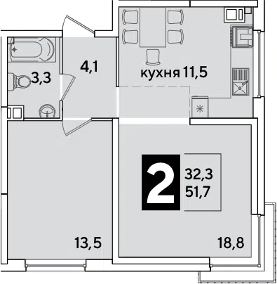Планировка 2-к.кв