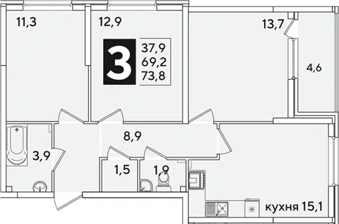 Планировка 4Е-к.кв