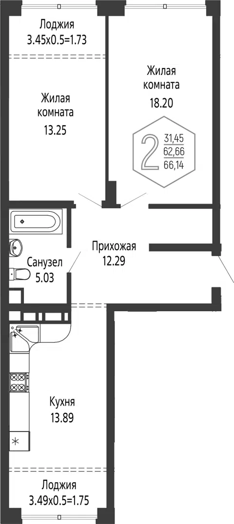 Планировка 2-к.кв