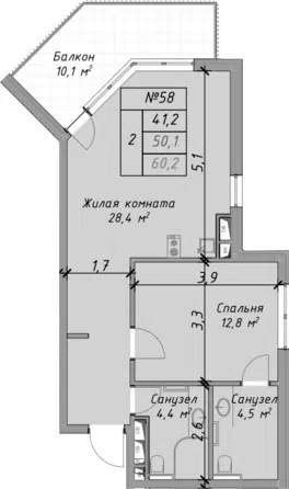 Планировка 2Е-к.кв