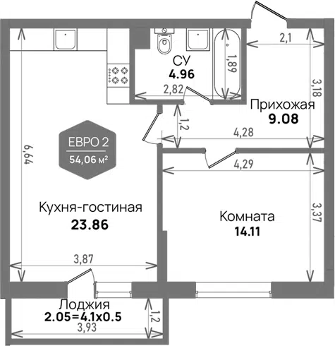 Планировка 2Е-к.кв