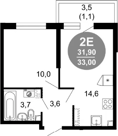 Планировка 2Е-к.кв