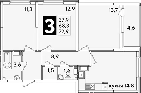 Планировка 3-к.кв