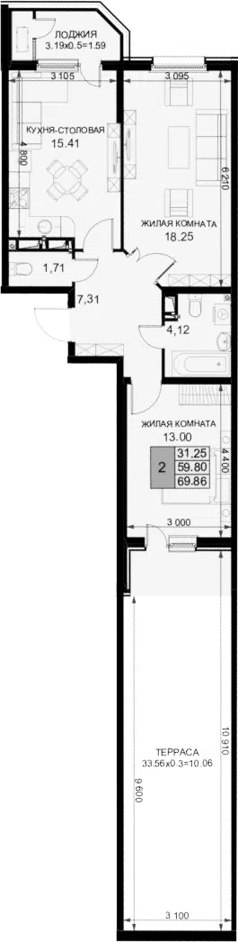 Планировка 2-к.кв