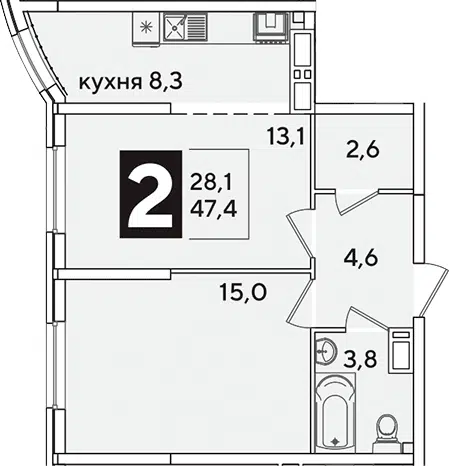 Планировка 2-к.кв