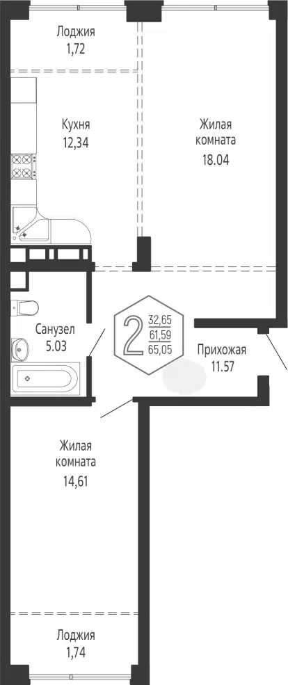Планировка 2Е-к.кв