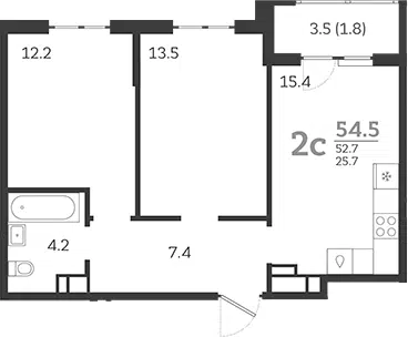 Планировка 3Е-к.кв