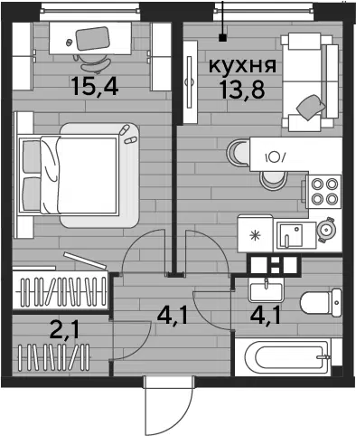Планировка 1-к.кв
