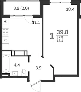 Планировка 1-к.кв