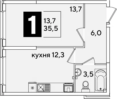 Планировка 1-к.кв