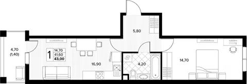 Планировка 1-к.кв
