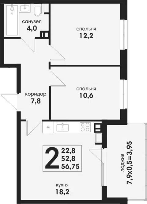 Планировка 3Е-к.кв