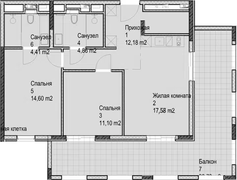 Планировка 3Е-к.кв