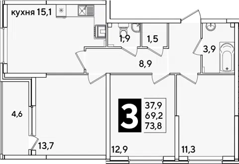 Планировка 4Е-к.кв