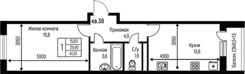 Планировка 1-к.кв
