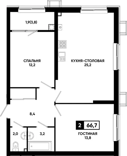 Планировка 2-к.кв