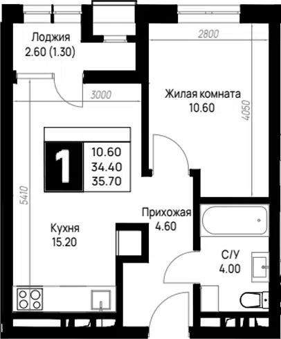 Планировка 1-к.кв
