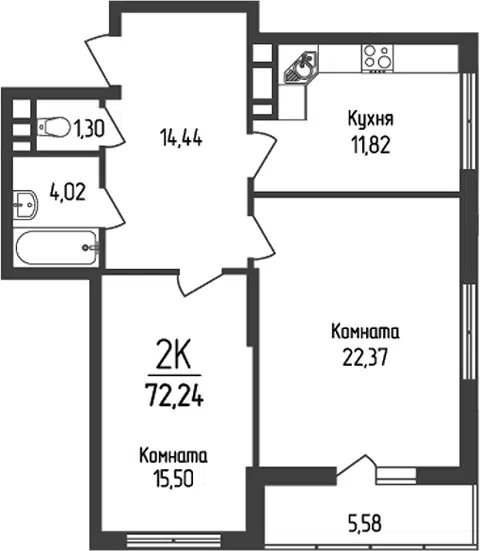 Планировка 2-к.кв