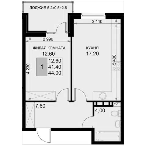 Планировка 2Е-к.кв