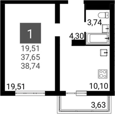 Планировка 1-к.кв