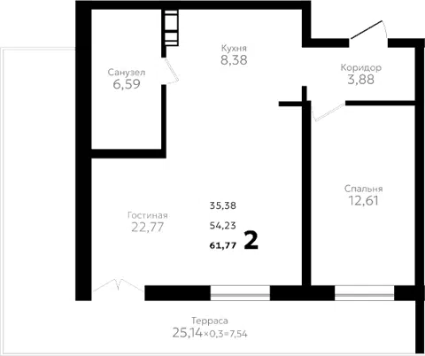 Планировка 2-к.кв