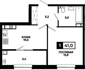 Планировка 1-к.кв
