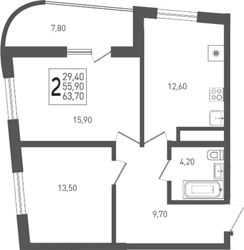 Планировка 2-к.кв
