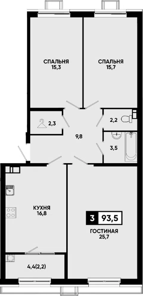 Планировка 3-к.кв