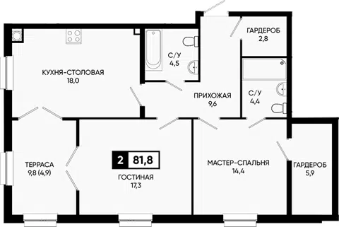 Планировка 2Е-к.кв