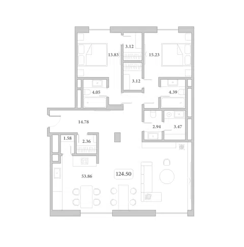Планировка 3Е-к.кв