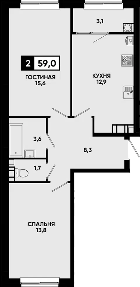 Планировка 2-к.кв