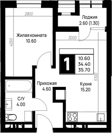 Планировка 1-к.кв