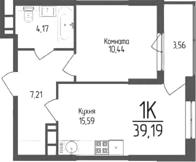 Планировка 1-к.кв