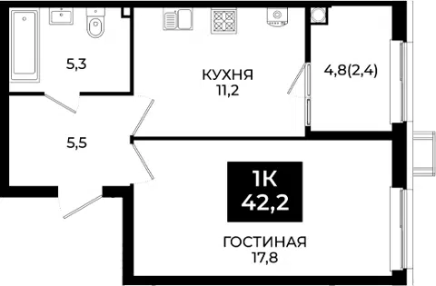Планировка 1-к.кв