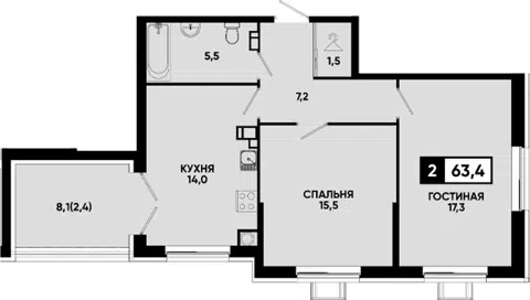 Планировка 2-к.кв