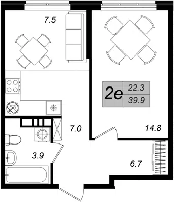 Планировка 2Е-к.кв