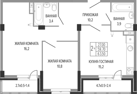 Планировка 3Е-к.кв
