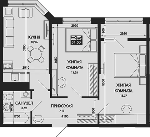 Планировка 2-к.кв