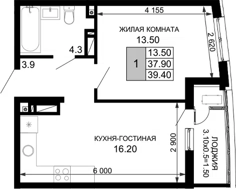 Планировка 2Е-к.кв