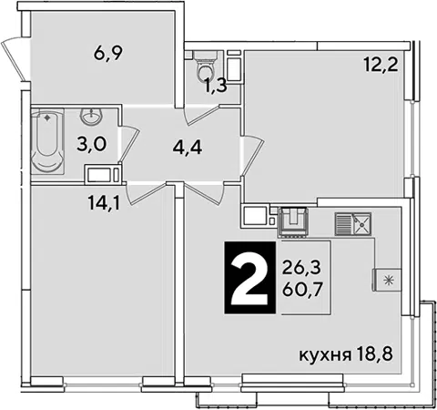 Планировка 3Е-к.кв