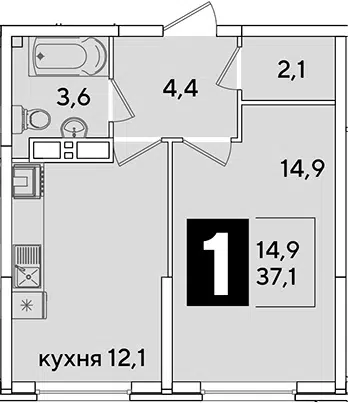 Планировка 1-к.кв
