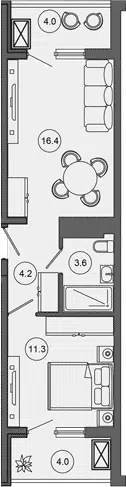 Планировка 2Е-к.кв