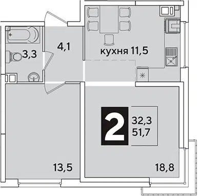 Планировка 2-к.кв