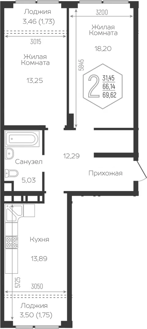 Планировка 2-к.кв