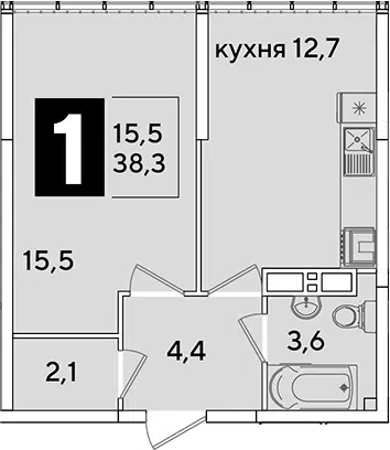 Планировка 1-к.кв