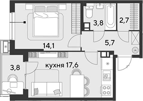 Планировка 2Е-к.кв