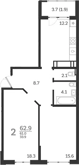 Планировка 2-к.кв