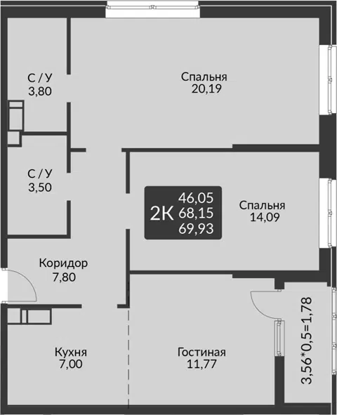 Планировка 3Е-к.кв
