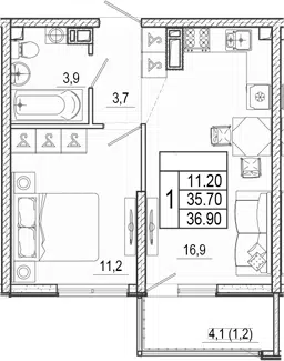 Планировка 2Е-к.кв